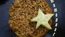 Galette d'aubergine et millet pannée de sésame