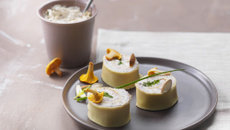 Cannelloni au jambon, Tartare® Noix & Eclats d'amandes, girolles