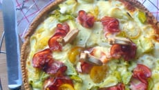 Tarte aux poireaux bacon fumé et parmesan