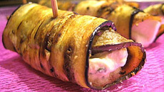 Roulés d'aubergine au chèvre frais
