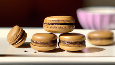 Macaron chocolat, ganache au thé earlgrey