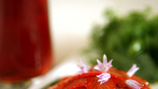 Sablé au parmesan, fraises au vinaigre balsamique