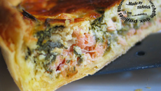 Tarte aux saumons, brousse, oseille, oignons, fenouil et câpres