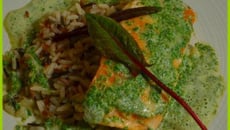 Saumon à l'oseille, riz sauvage