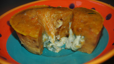 Extra-moelleux de potiron, noix au cœur coulant de bleu