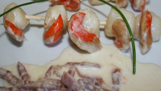 St Jacques flamblées au whisky