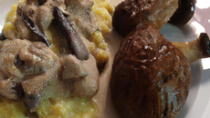 Chapon au boudin, aux morilles et au macvin du Jura