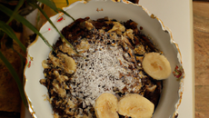 Crumble bananes, chocolat et noix de coco