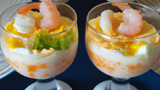 Verrines de crevettes et œufs durs