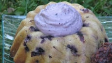 Fondant à la myrtille/rhubarbe et sa chantilly à la myrtille