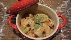 Crevettes roses au poireaux