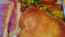 Escalope de jambon multicolorée