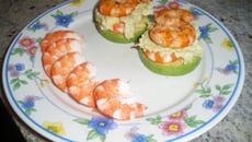 Tartelettes à l'avocat et sa mousse garnie de crevettes au porto!