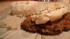 Dos de cabillaud à la purée d'aubergines