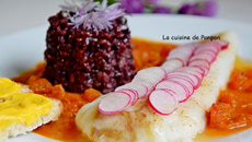 Filet de cabillaud cuit à basse température à la sauce américaine