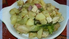 Pommes de terre sautées au bacon et tofu aux herbes