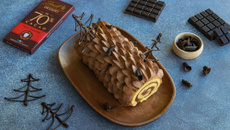 Bûche de Noël au chocolat et biscuit pâte à choux