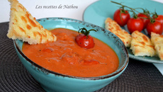 Soupe de tomates cerise confites au mascarpone