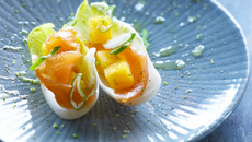 Tapa de kaki persimon, endive et saumon fumé