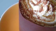 Mousse mascarpone en coque chocolatée sur moelleux au chocolat et cerises au sirop