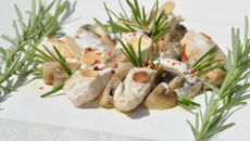 Fricassée de dinde aux champignons de Paris et au romarin