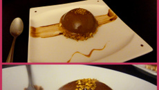 Dôme mystère au chocolat, vanille, caramel beurre salé