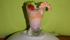 Verrine tarama, saumon et crevettes