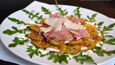 Carpaccio de figues rôties et jambon de Parme aux deux assaisonnements