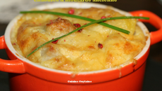 Gratin de boudin blanc de Rethel au Chaource et moutarde à l'ancienne