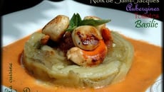 Médaillon d'aubergines, Noix de Saint-Jacques en Gaspacho