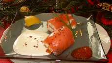 Nems de saumon fumé, crème de vodka