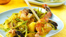 Papillotes de gambas au curry