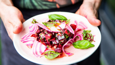 Tartare de betterave, jaune d'œuf mariné