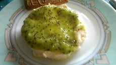 Panna cotta sous son lit de kiwi