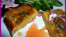 Gratin de pommes de terre au jambon sec aux 3 fromages