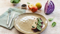 Suprême de volaille farci aux pousses d’épinard et chou rouge à la flamande