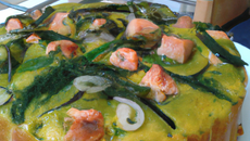 Cake fondant saumon poireau et échalotes