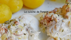 Filet de cabillaud cuit à basse température sauce crevettes
