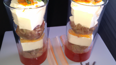 Verrine croustillante de boudin blanc et fromage de langres