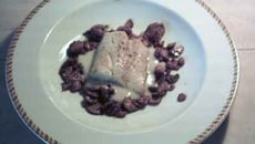 Cabillaud poêlé,champignons en persillade aux amandes, sauce blanche