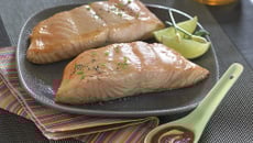 Pavé de saumon laqué moutarde-ketchup