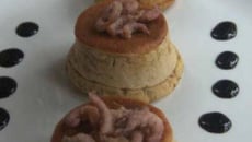 Gratin de crevettes grises, de thon et son flan d'aneth