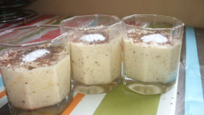 Mousse à la vanille et copeaux de chocolat