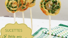 Sucettes de petits pois et Roquefort papillon