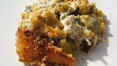 Crumble de courgette au petit Billy et pimprenelle