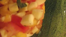 Tartare tomate, pomme, nectarine et basilic