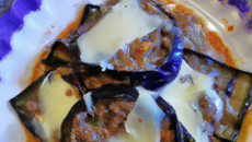 Tian d'aubergines avec fromage de brebis