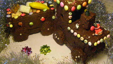 Train de pain  d'épices glacé au chocolat