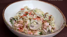 Riz crémeux aux champignons de paris et chorizo