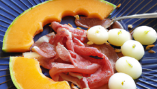 Carpaccio de magret et melon